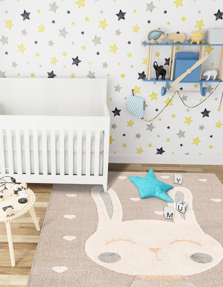 Peach Blossom 5' 1 x 7' 1 Whimsy Kids Rectangle Area Rug for Baby Nursery, Toddler Playroom,  Bedrooms Playful Fun Design Easy Clean Carpet for Sale at Rug Engine