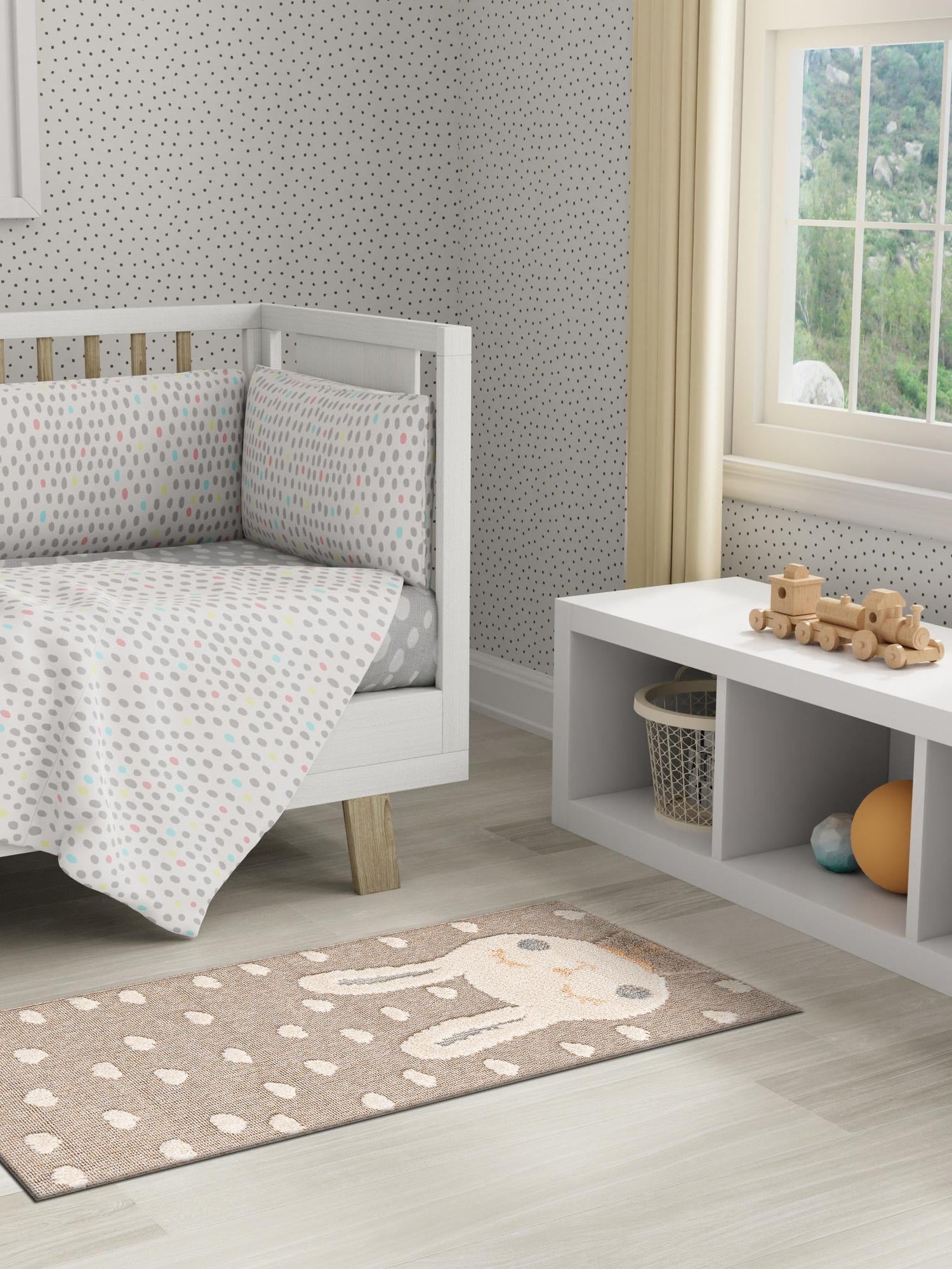 Peach Blossom 2' x 4' 1 Whimsy Kids Runner Area Rug for Baby Nursery, Toddler Playroom,  Bedrooms Playful Fun Design Easy Clean Carpet for Sale at Rug Engine