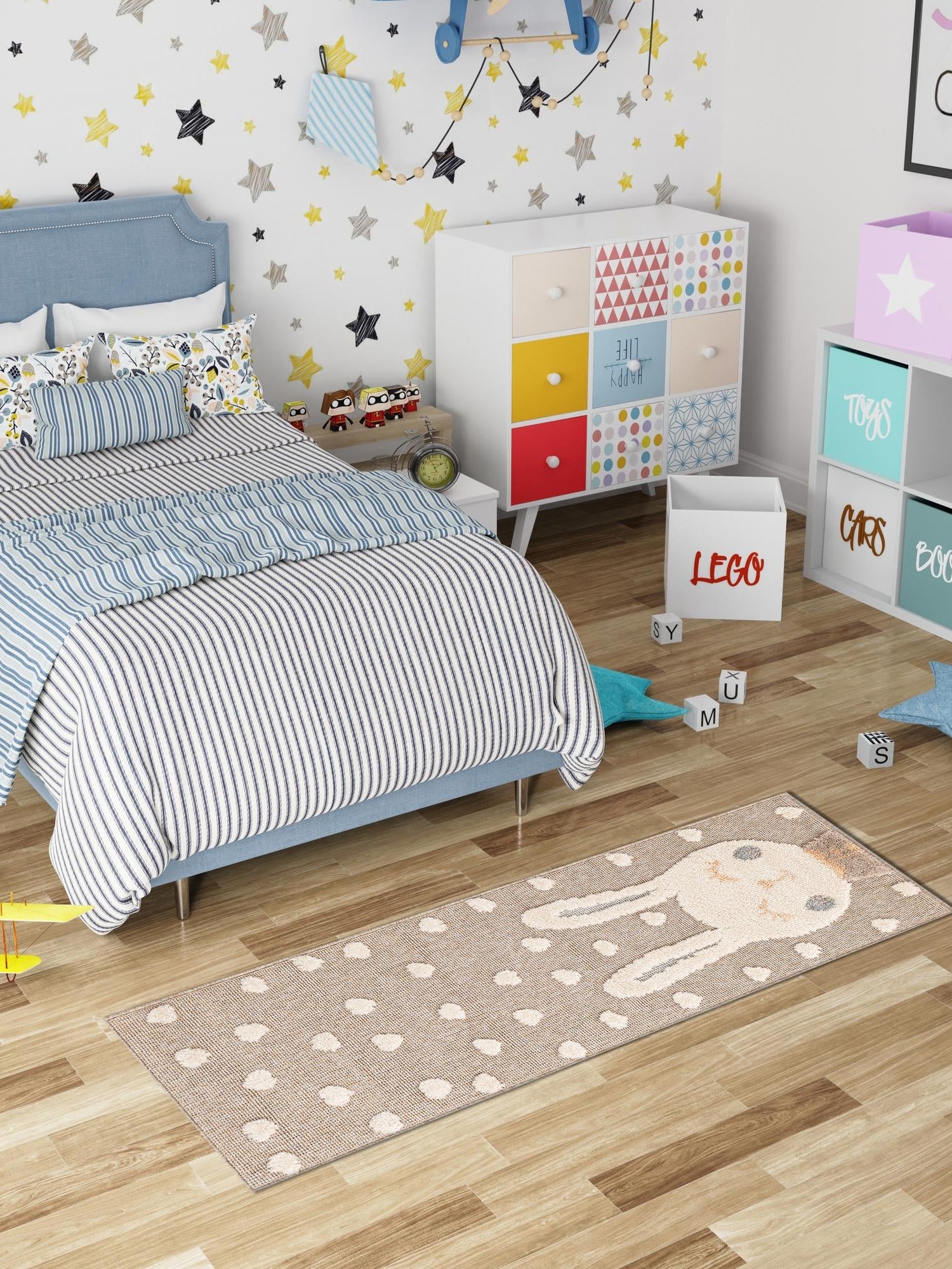 Peach Blossom 2' 7 x 6' 1 Whimsy Kids Runner Area Rug for Baby Nursery, Toddler Playroom,  Bedrooms Playful Fun Design Easy Clean Carpet for Sale at Rug Engine