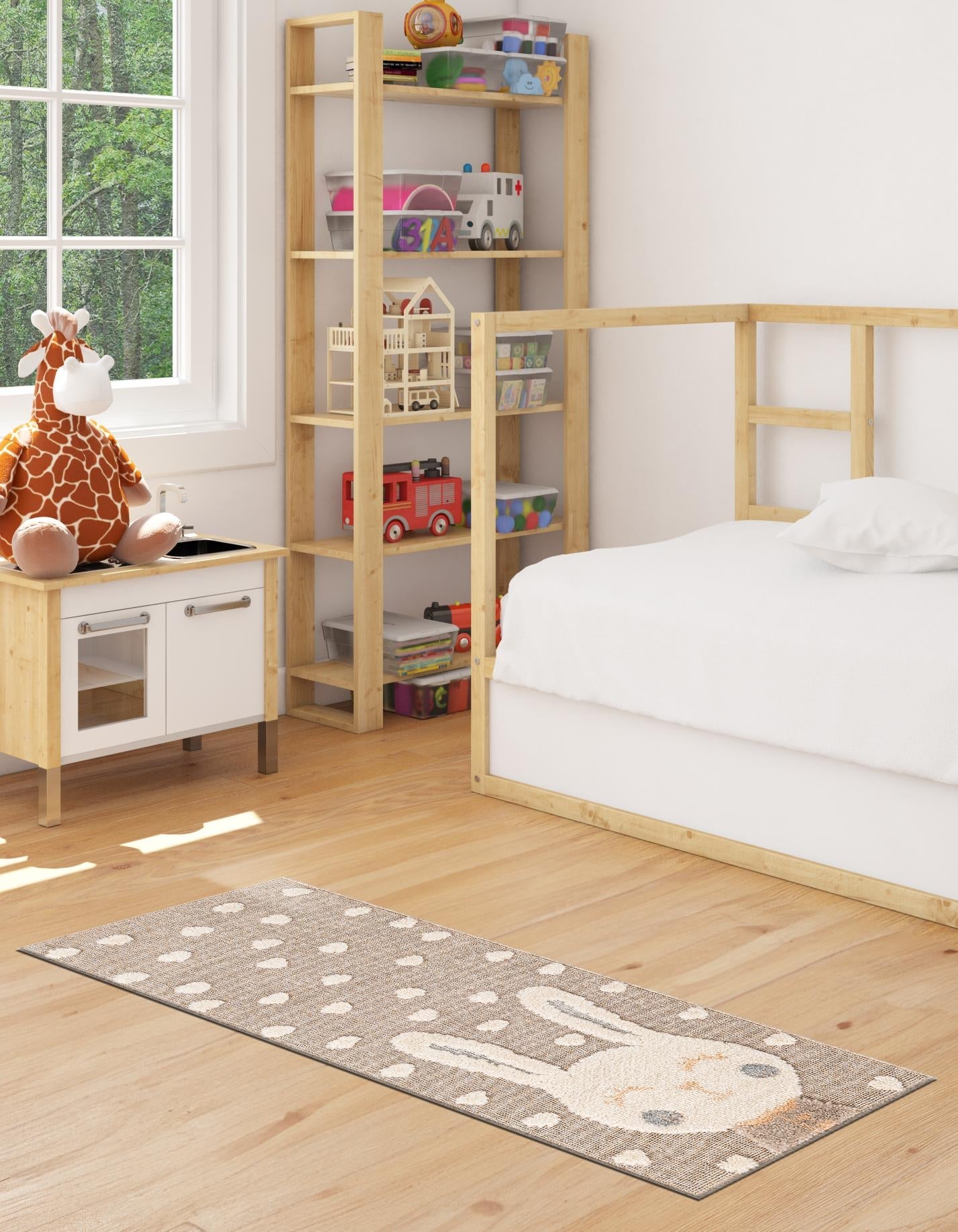 Peach Blossom 2' 7 x 6' 1 Whimsy Kids Runner Area Rug for Baby Nursery, Toddler Playroom,  Bedrooms Playful Fun Design Easy Clean Carpet for Sale at Rug Engine