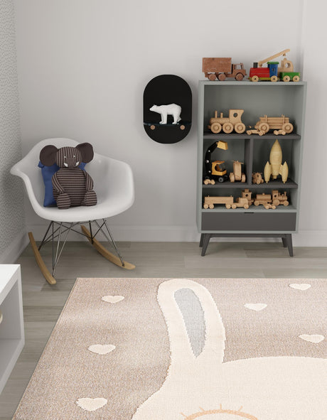 Peach Blossom 7' 10 x 7' 10 Whimsy Kids Square Area Rug for Baby Nursery, Toddler Playroom,  Bedrooms Playful Fun Design Easy Clean Carpet for Sale at Rug Engine