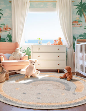 Multicolor 5' 1 x 5' 1 Whimsy Kids Round Rug
