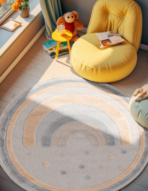 Multicolor 5' 1 x 5' 1 Whimsy Kids Round Rug