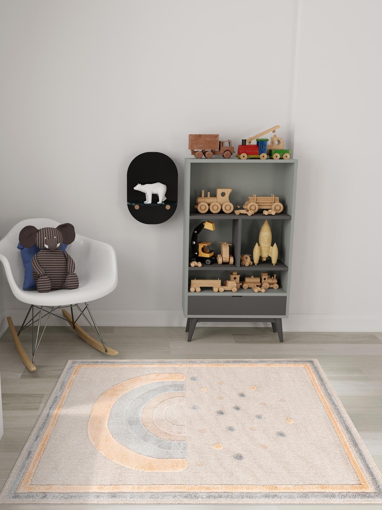 Multicolor 5' 3 x 8' Whimsy Kids Rectangle Area Rug for Baby Nursery, Toddler Playroom,  Bedrooms Playful Fun Design Easy Clean Carpet for Sale at Rug Engine