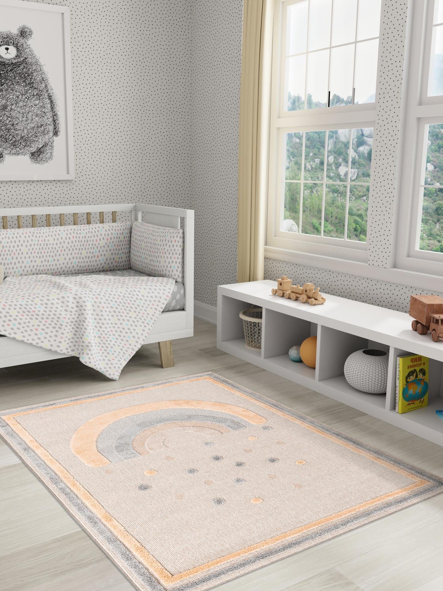 Multicolor 6' 1 x 9' Whimsy Kids Rectangle Area Rug for Baby Nursery, Toddler Playroom,  Bedrooms Playful Fun Design Easy Clean Carpet for Sale at Rug Engine