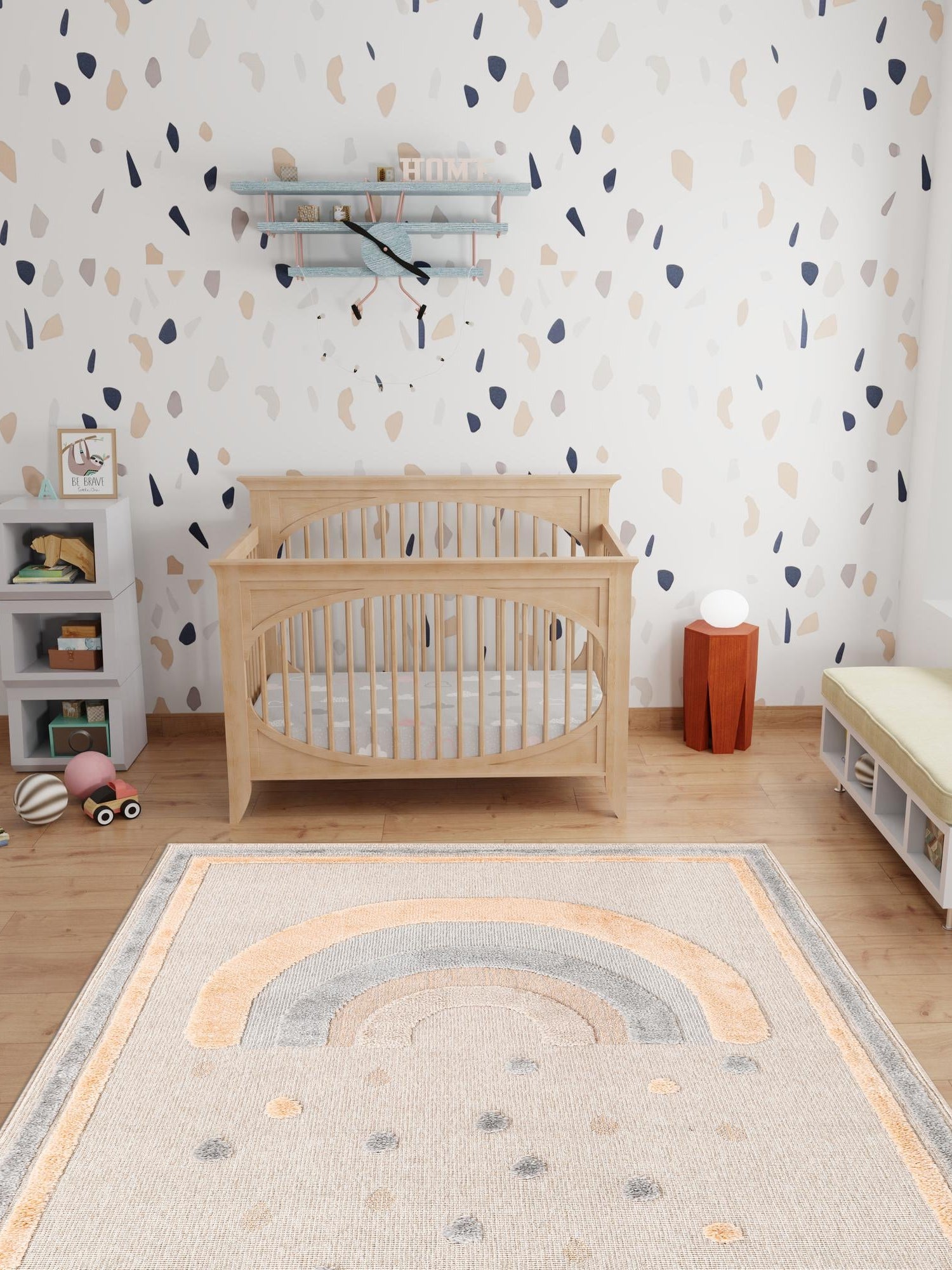 Multicolor 2' x 3' 1 Whimsy Kids Rectangle Area Rug for Baby Nursery, Toddler Playroom,  Bedrooms Playful Fun Design Easy Clean Carpet for Sale at Rug Engine