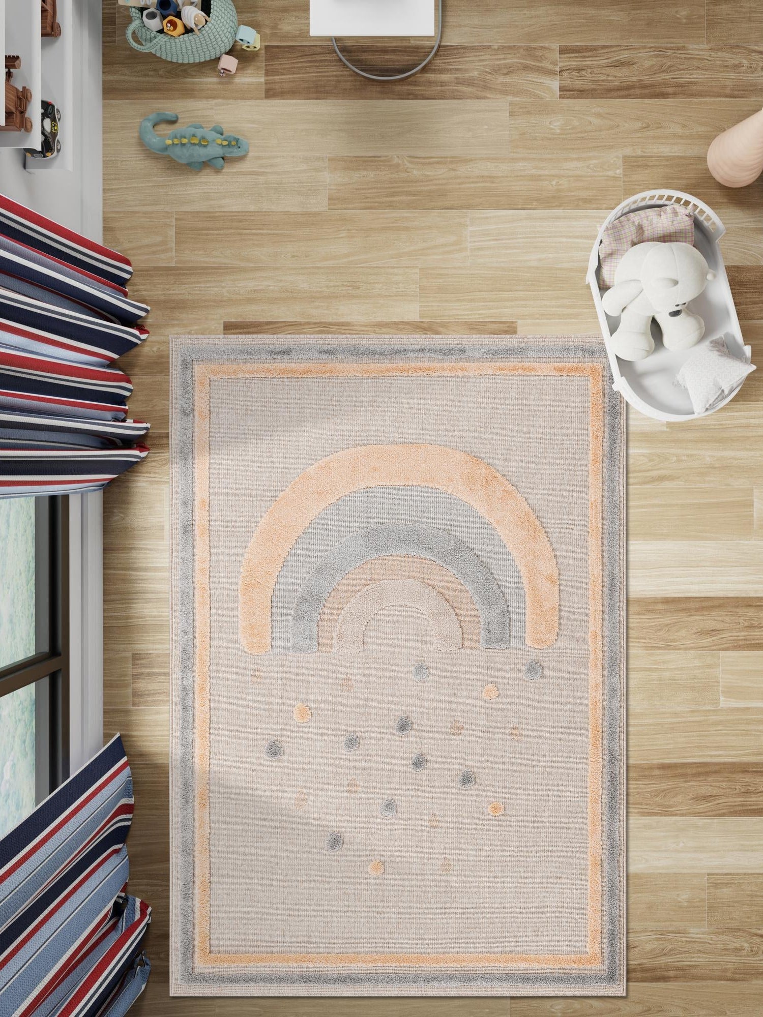 Multicolor 2' x 3' 1 Whimsy Kids Rectangle Area Rug for Baby Nursery, Toddler Playroom,  Bedrooms Playful Fun Design Easy Clean Carpet for Sale at Rug Engine