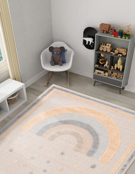 Multicolor 7' 10 x 7' 10 Whimsy Kids Square Area Rug for Baby Nursery, Toddler Playroom,  Bedrooms Playful Fun Design Easy Clean Carpet for Sale at Rug Engine