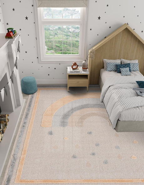 Multicolor 7' 10 x 7' 10 Whimsy Kids Square Area Rug for Baby Nursery, Toddler Playroom,  Bedrooms Playful Fun Design Easy Clean Carpet for Sale at Rug Engine