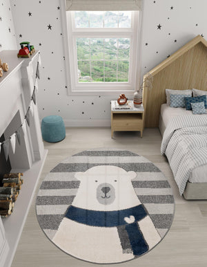 Gray 5' 1 x 5' 1 Whimsy Kids Round Rug