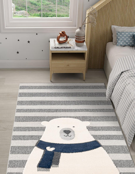 Gray 5' 3 x 8' Whimsy Kids Rectangle Rug