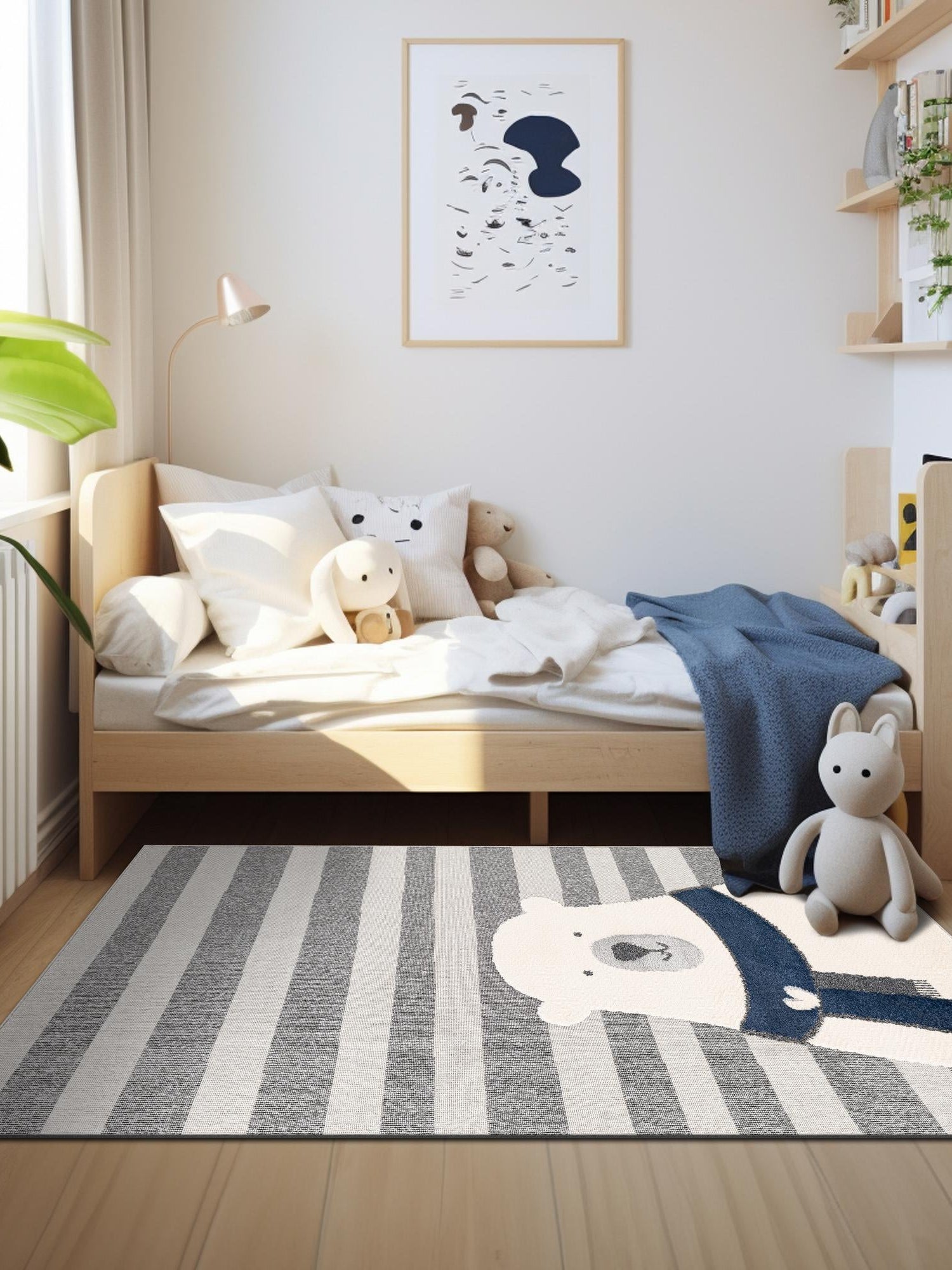 Gray 5' 3 x 8' Whimsy Kids Rectangle Area Rug for Baby Nursery, Toddler Playroom,  Bedrooms Playful Fun Design Easy Clean Carpet for Sale at Rug Engine