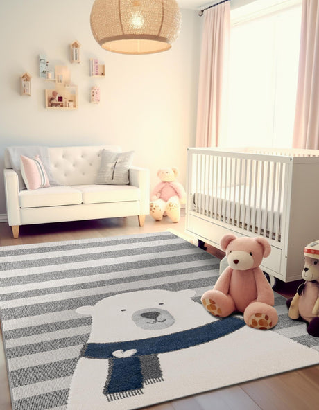 Gray 7' 10 x 10' Whimsy Kids Rectangle Area Rug for Baby Nursery, Toddler Playroom,  Bedrooms Playful Fun Design Easy Clean Carpet for Sale at Rug Engine