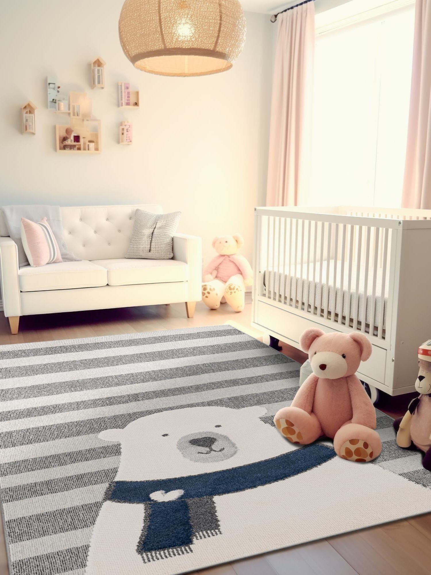 Gray 6' 1 x 9' Whimsy Kids Rectangle Area Rug for Baby Nursery, Toddler Playroom,  Bedrooms Playful Fun Design Easy Clean Carpet for Sale at Rug Engine