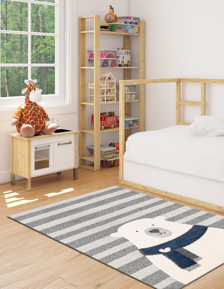 Gray 9' x 12' Whimsy Kids Rectangle Area Rug for Baby Nursery, Toddler Playroom,  Bedrooms Playful Fun Design Easy Clean Carpet for Sale at Rug Engine