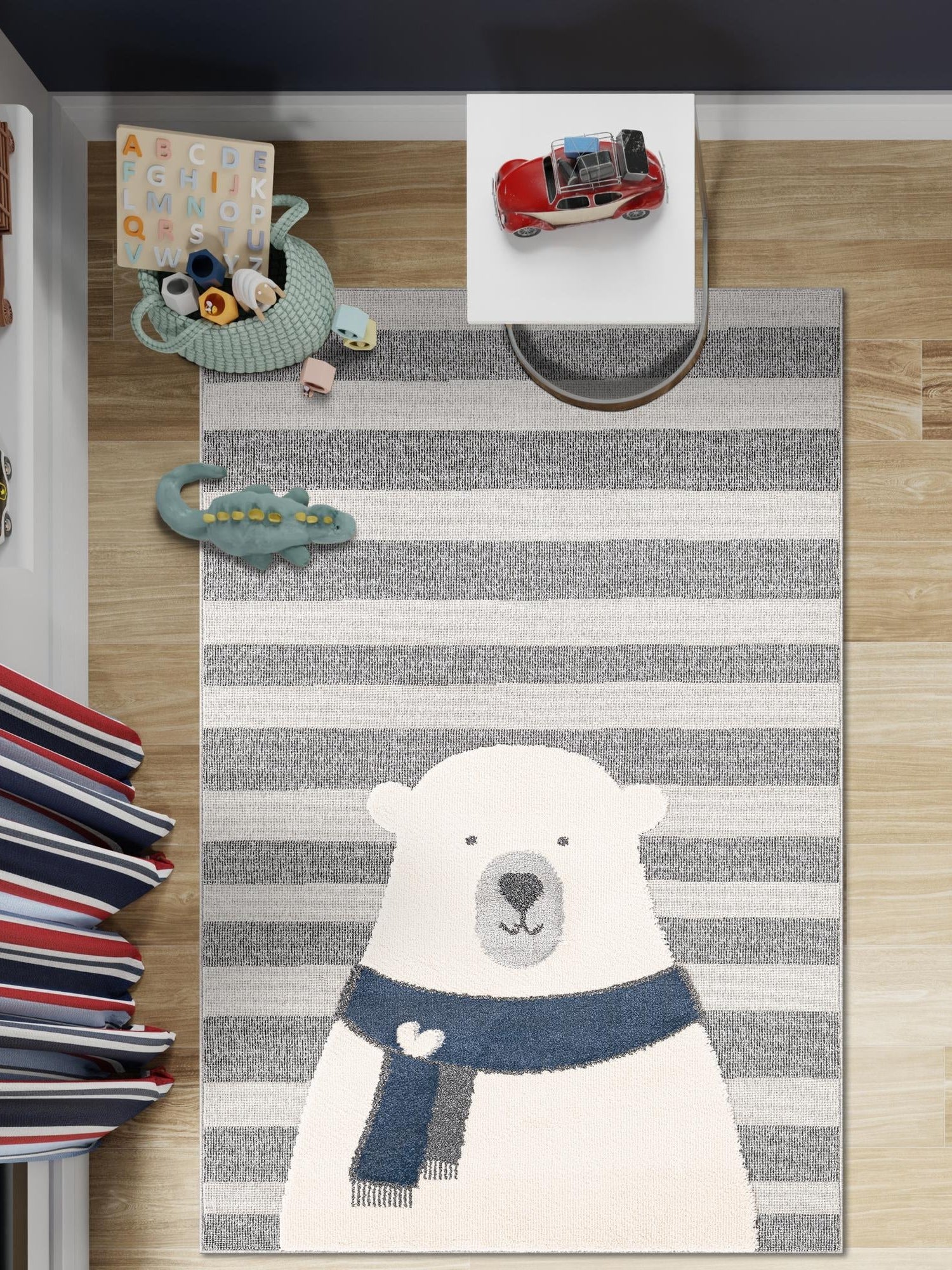 Gray 2' x 3' 1 Whimsy Kids Rectangle Area Rug for Baby Nursery, Toddler Playroom,  Bedrooms Playful Fun Design Easy Clean Carpet for Sale at Rug Engine