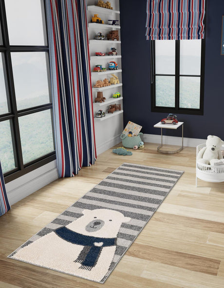 Gray 3' x 8' Whimsy Kids Runner Rug