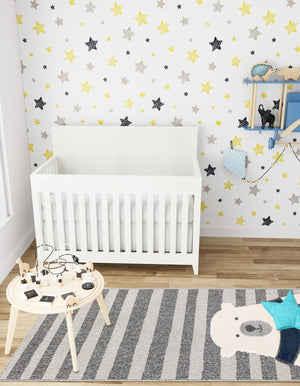 Gray 3' x 8' Whimsy Kids Runner Rug