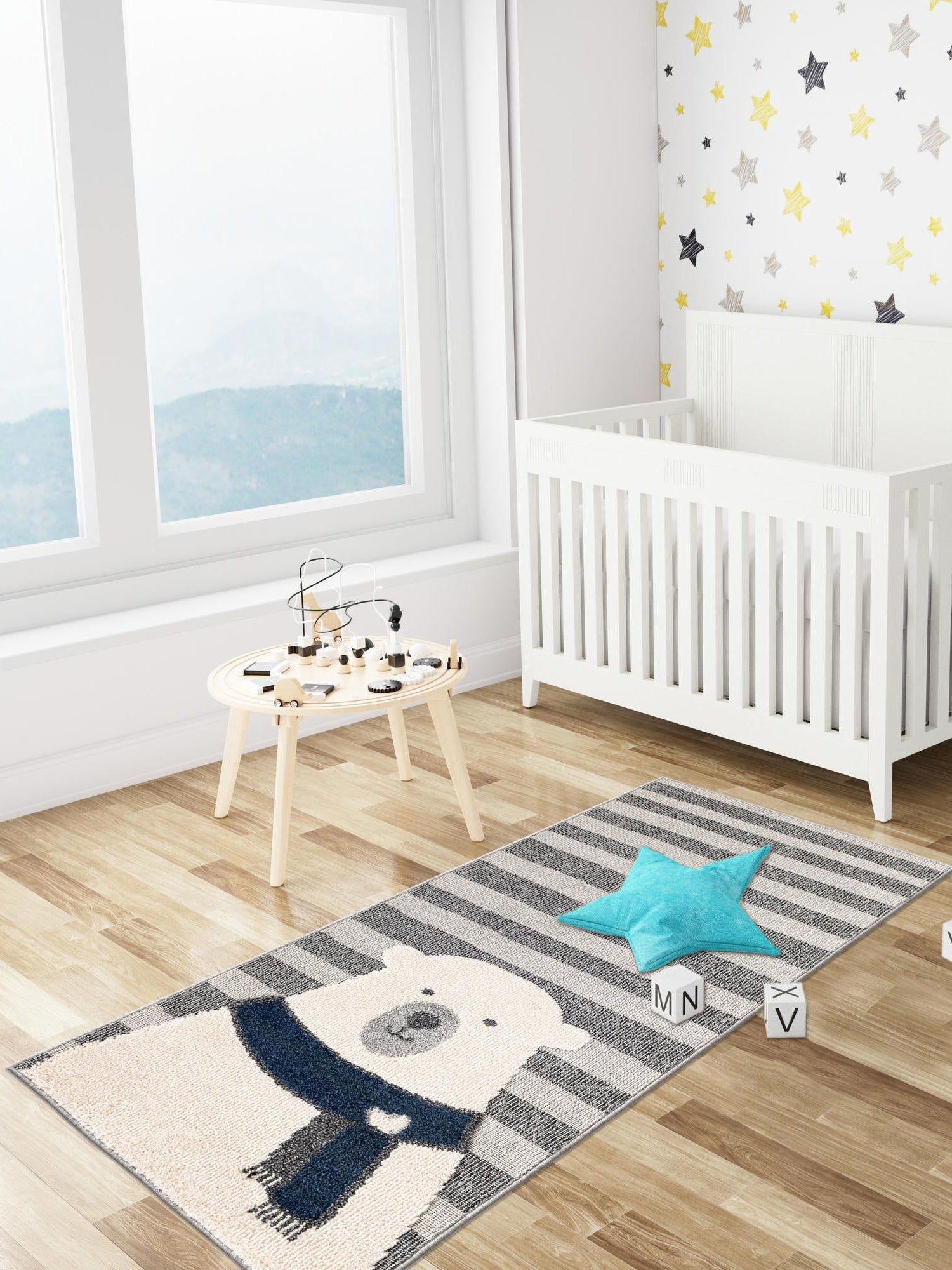 Gray 2' 7 x 6' 1 Whimsy Kids Runner Area Rug for Baby Nursery, Toddler Playroom,  Bedrooms Playful Fun Design Easy Clean Carpet for Sale at Rug Engine