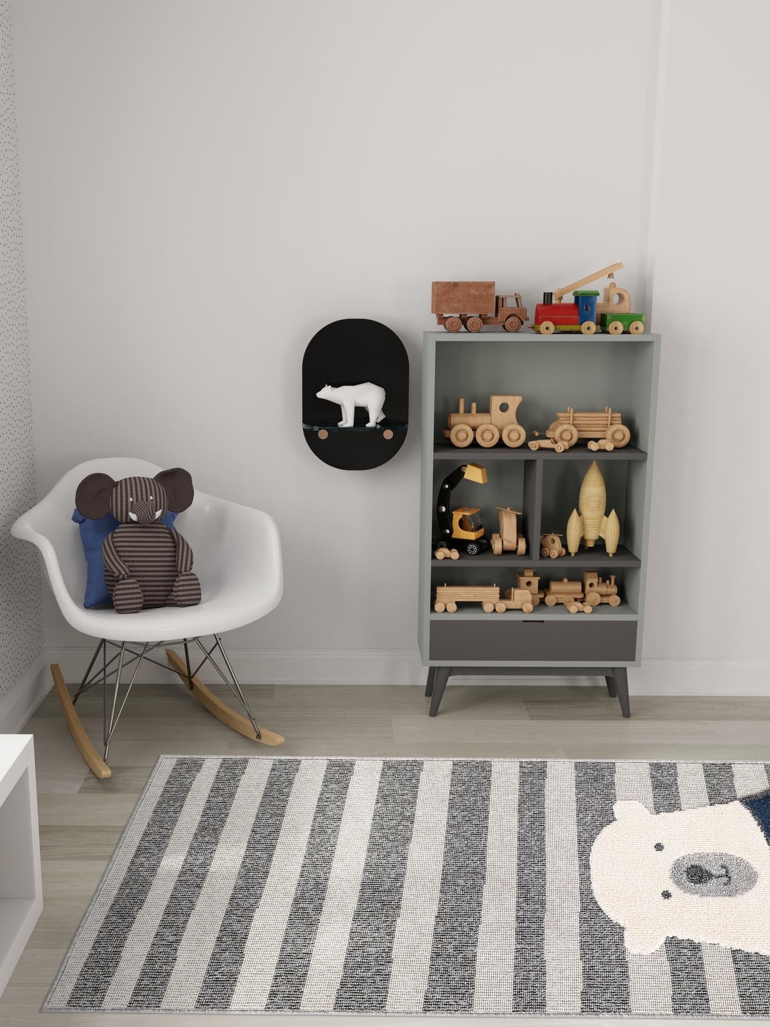 Gray 2' 7 x 6' 1 Whimsy Kids Runner Area Rug for Baby Nursery, Toddler Playroom,  Bedrooms Playful Fun Design Easy Clean Carpet for Sale at Rug Engine