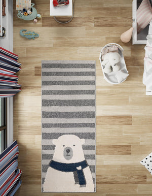 Gray 3' x 8' Whimsy Kids Runner Rug