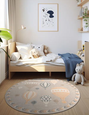 Multicolor 5' 1 x 5' 1 Whimsy Kids Round Rug