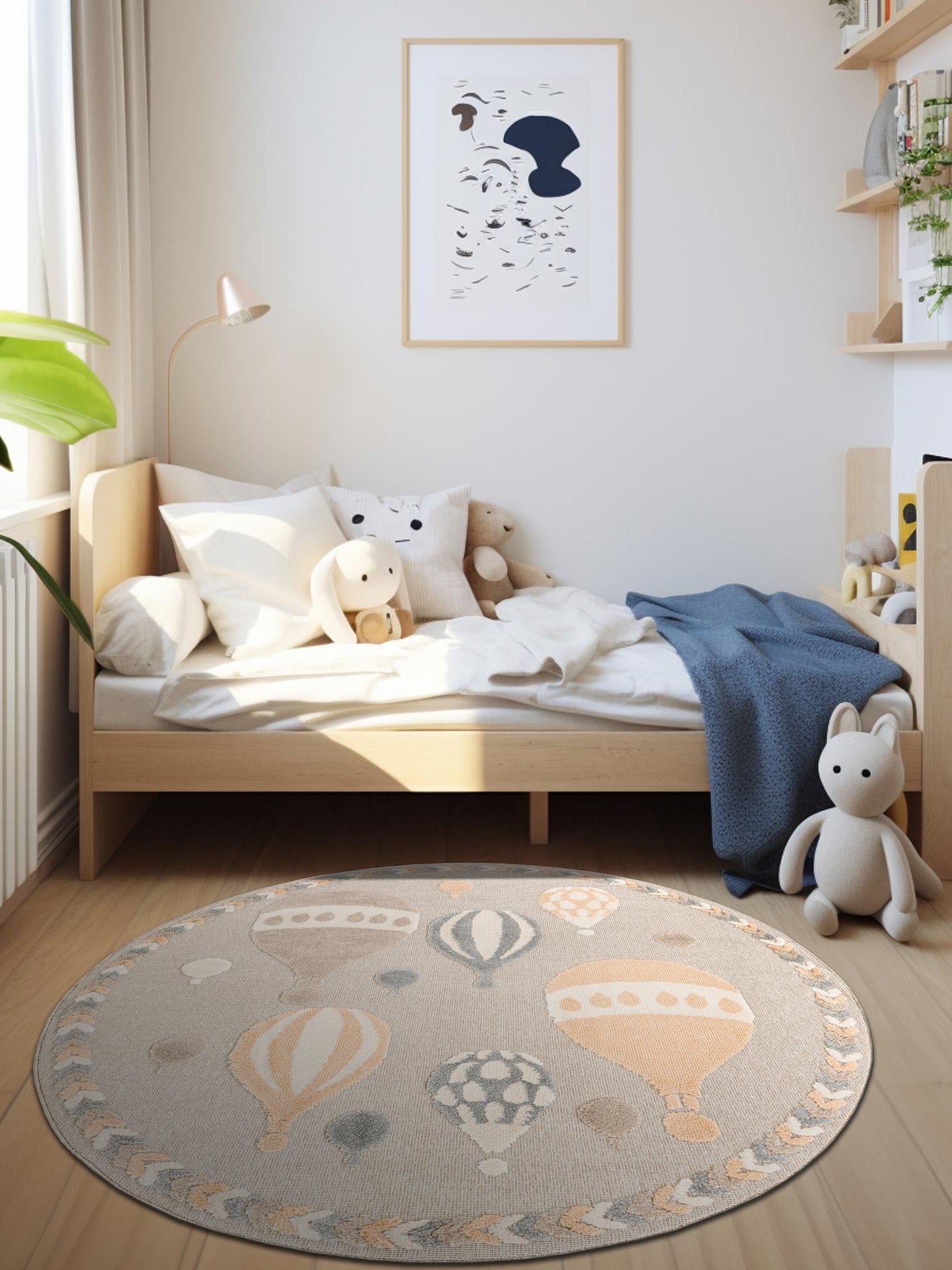 Multicolor 3' 1 x 3' 1 Whimsy Kids Round Area Rug for Baby Nursery, Toddler Playroom,  Bedrooms Playful Fun Design Easy Clean Carpet for Sale at Rug Engine