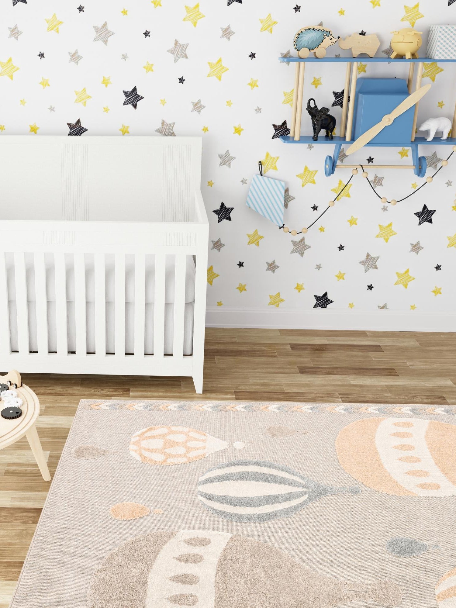 Multicolor 9' x 12' Whimsy Kids Rectangle Area Rug for Baby Nursery, Toddler Playroom, Bedrooms