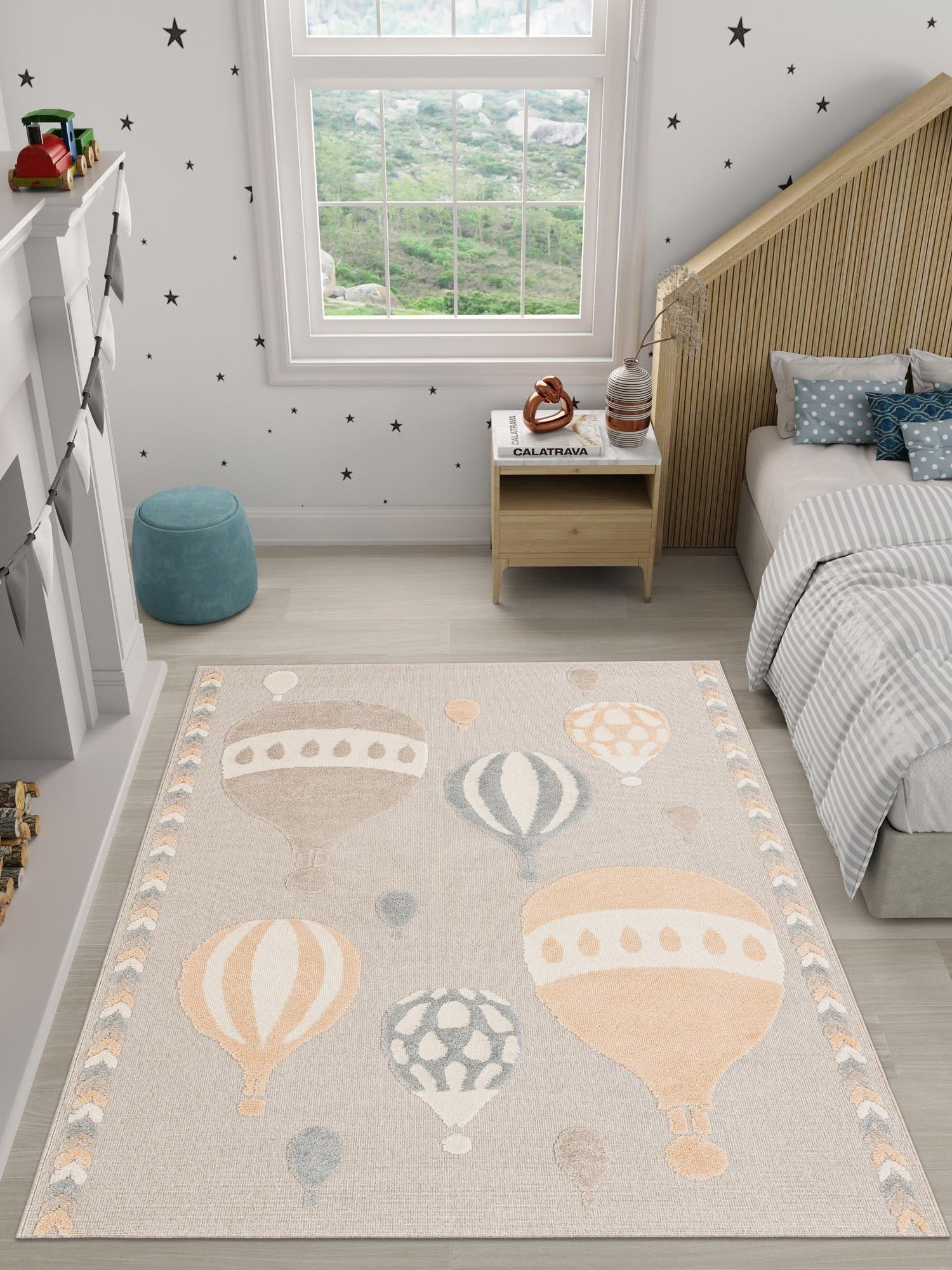 Multicolor 5' 1 x 7' 1 Whimsy Kids Rectangle Area Rug for Baby Nursery, Toddler Playroom,  Bedrooms Playful Fun Design Easy Clean Carpet for Sale at Rug Engine