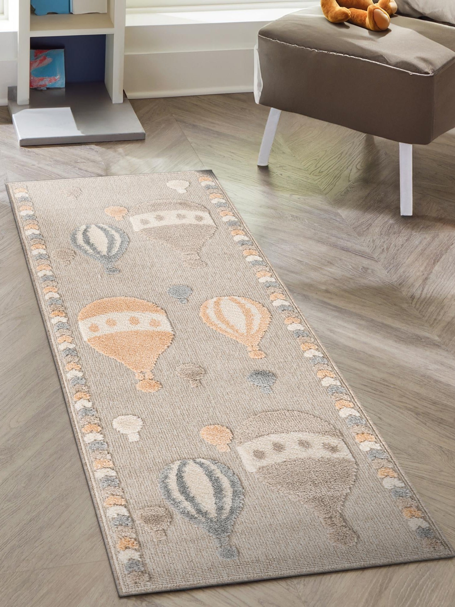 Multicolor 2' 7 x 8' Whimsy Kids Runner Area Rug for Baby Nursery, Toddler Playroom, Bedrooms