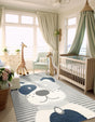 Blue and Gray 5' 1 x 7' 1 Whimsy Kids Rectangle Rug