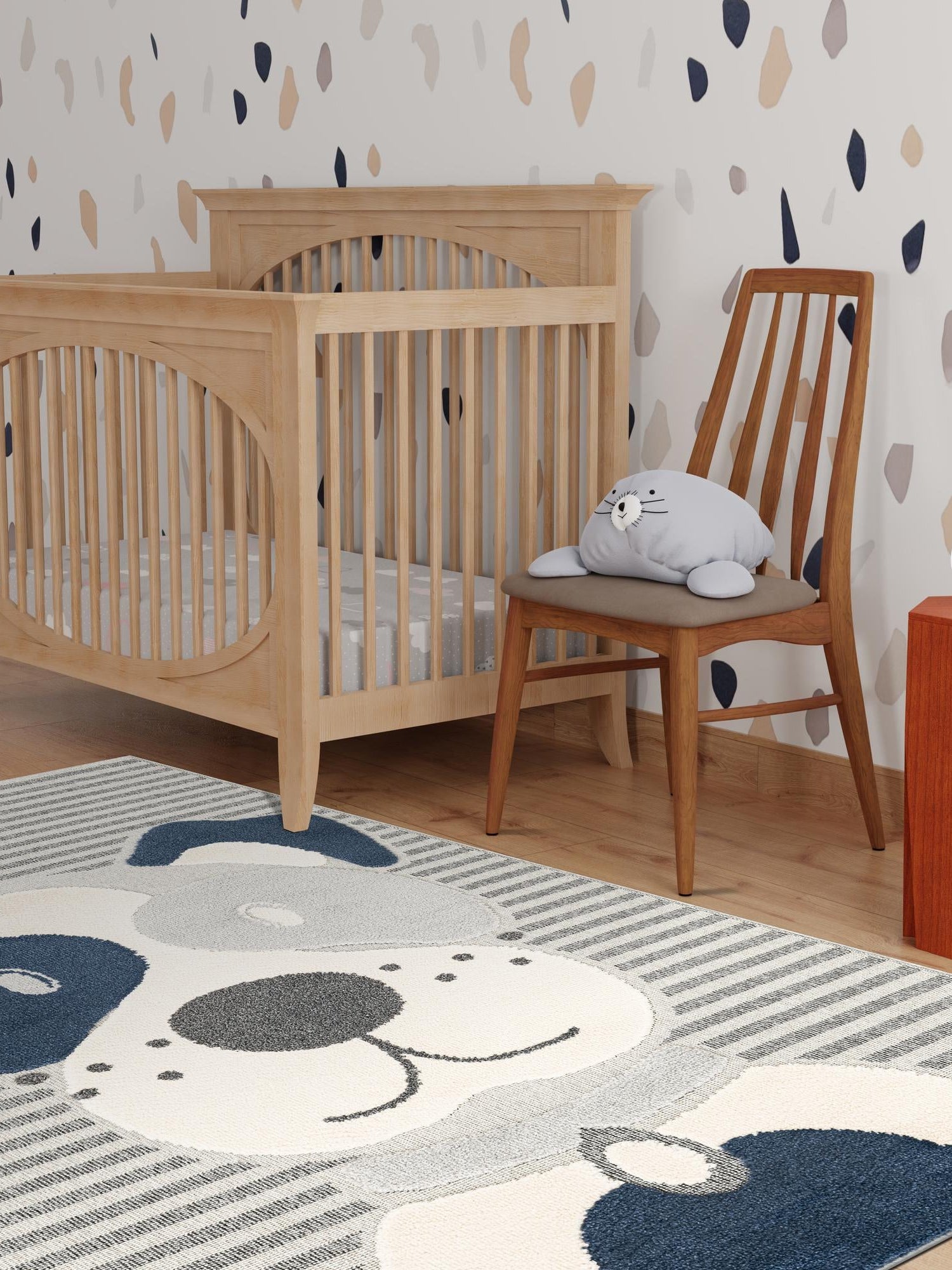 Blue and Gray 7' 10 x 10' Whimsy Kids Rectangle Area Rug for Baby Nursery, Toddler Playroom,  Bedrooms Playful Fun Design Easy Clean Carpet for Sale at Rug Engine