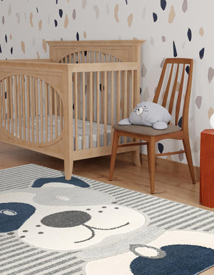 Blue and Gray 5' 3 x 8' Whimsy Kids Rectangle Rug