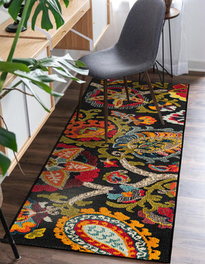 Multicolor Black 2' x 6' 1 Outdoor Casablanca Runner Area Rug Weather Resistant for Patio, Deck, Terrace, Balcony, Porch Polypropylene Vivid Colorful Modern Carpet for Sale at Rug Engine