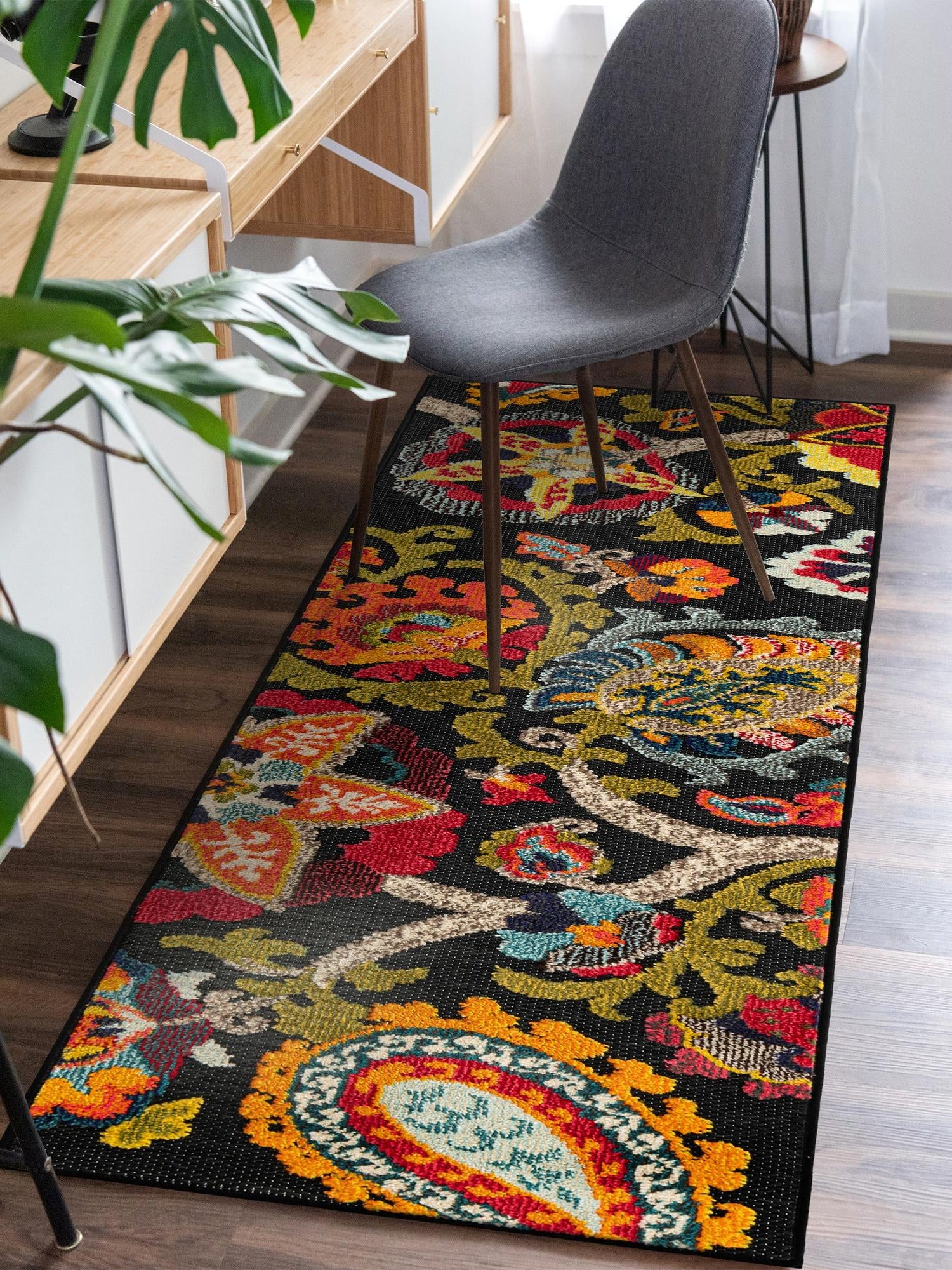 Multicolor Black 2' 7 x 10' Outdoor Casablanca Runner Area Rug Weather Resistant for Patio, Deck, Terrace, Balcony, Porch Polypropylene Vivid Colorful Modern Carpet for Sale at Rug Engine