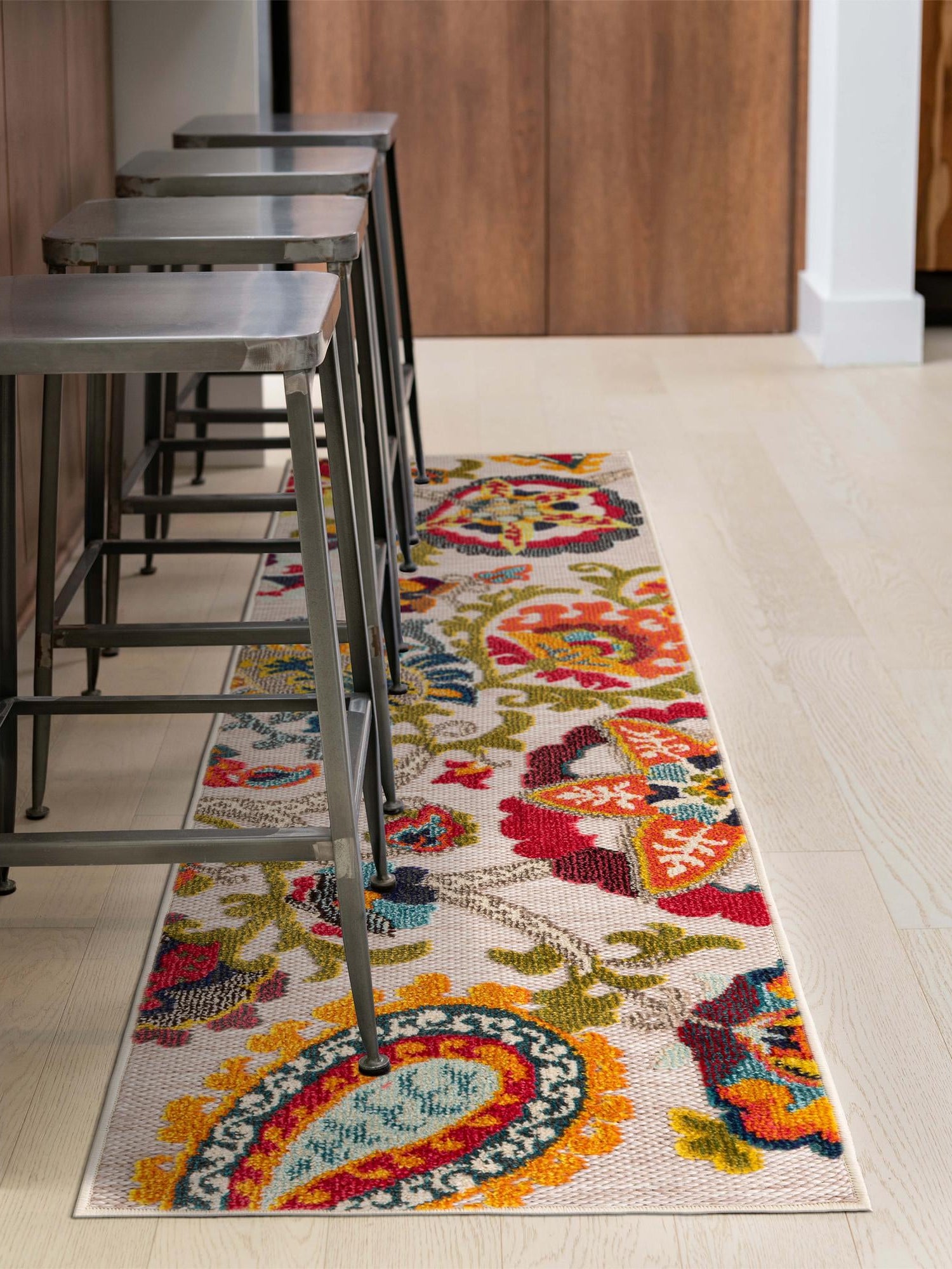 Multicolor Beige 2' x 8' Outdoor Casablanca Runner Area Rug Weather Resistant for Patio, Deck, Terrace, Balcony, Porch Polypropylene Vivid Colorful Modern Carpet for Sale at Rug Engine