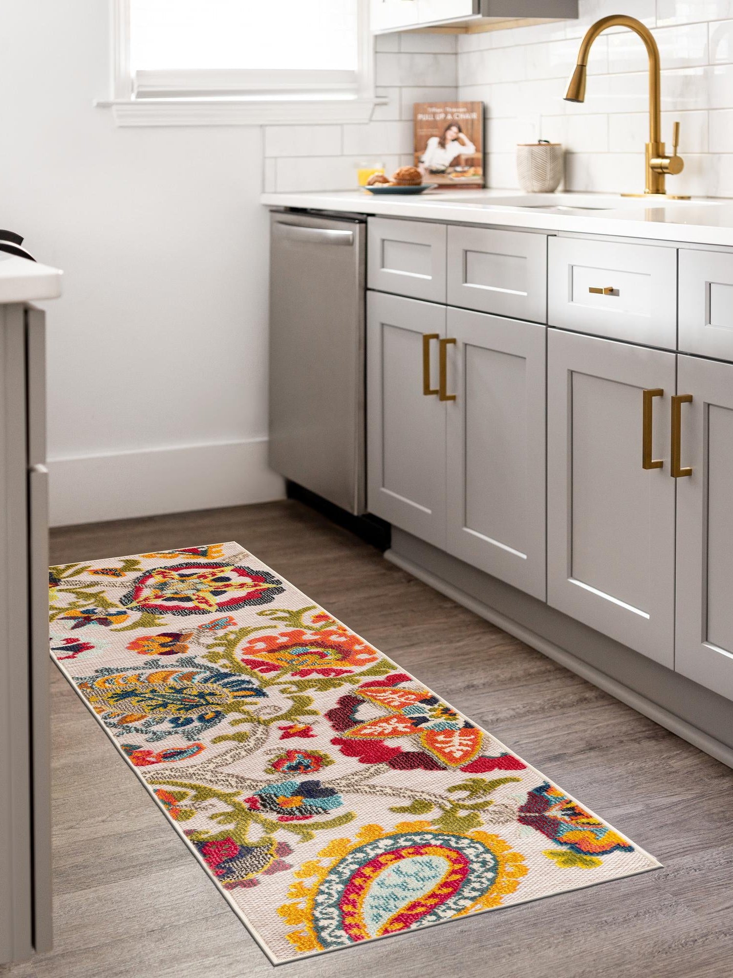 Multicolor Beige 2' 7 x 12' Outdoor Casablanca Runner Area Rug Weather Resistant for Patio, Deck, Terrace, Balcony, Porch Polypropylene Vivid Colorful Modern Carpet for Sale at Rug Engine
