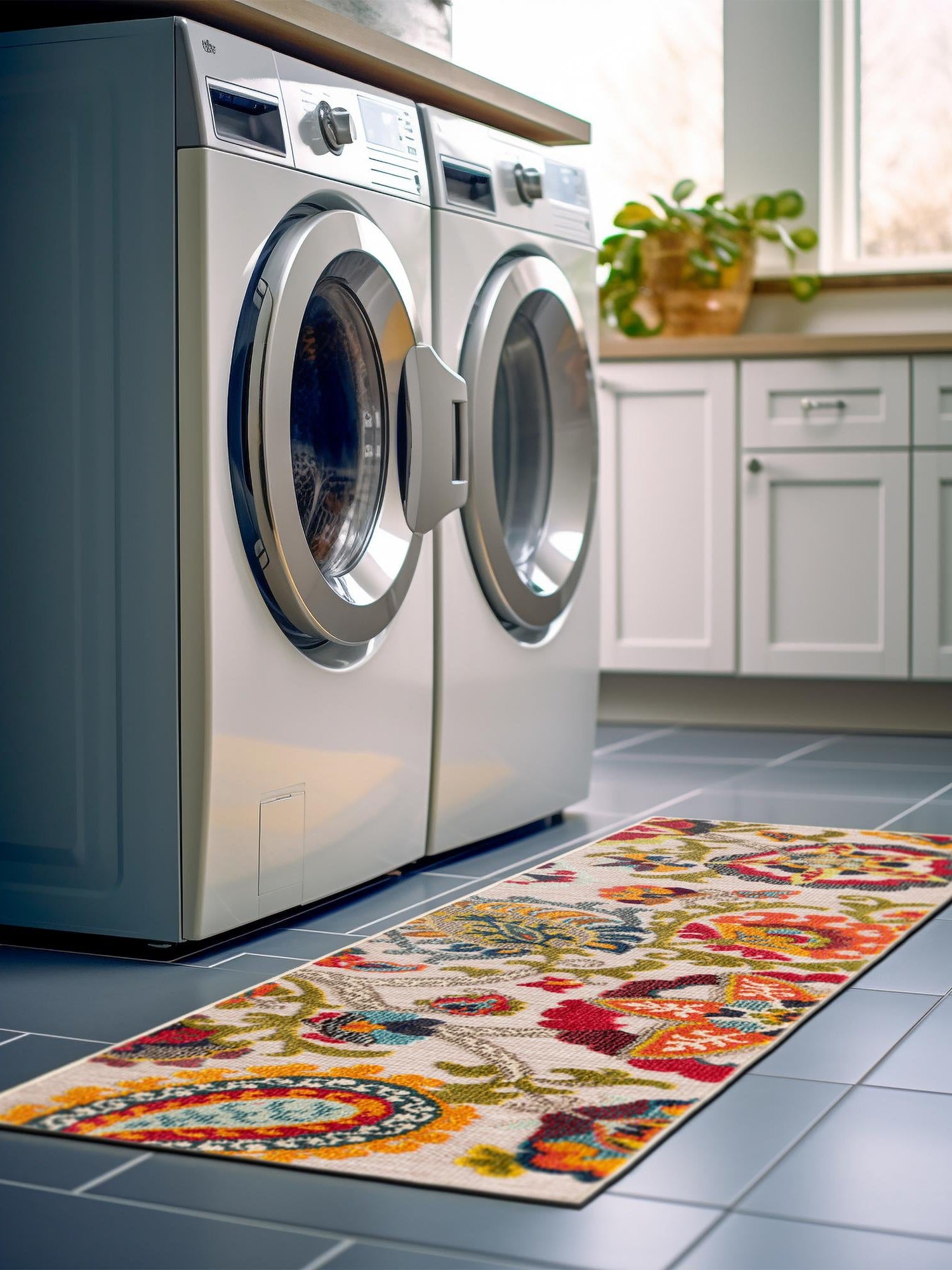 Multicolor Beige 2' x 8' Outdoor Casablanca Runner Area Rug Weather Resistant for Patio, Deck, Terrace, Balcony, Porch Polypropylene Vivid Colorful Modern Carpet for Sale at Rug Engine