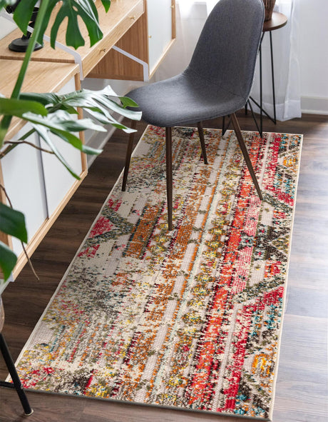 Multicolor Beige 2' 7 x 10' Outdoor Casablanca Runner Area Rug Weather Resistant for Patio, Deck, Terrace, Balcony, Porch Polypropylene Vivid Colorful Modern Carpet for Sale at Rug Engine
