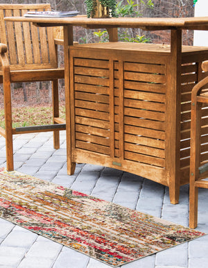 Multicolor Beige 2' 7 x 12' Outdoor Casablanca Runner Area Rug Weather Resistant for Patio, Deck, Terrace, Balcony, Porch Polypropylene Vivid Colorful Modern Carpet for Sale at Rug Engine