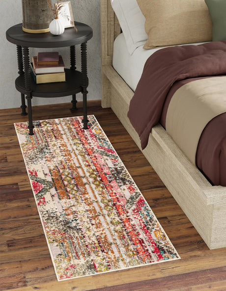 Multicolor Beige 2' 7 x 10' Outdoor Casablanca Runner Area Rug Weather Resistant for Patio, Deck, Terrace, Balcony, Porch Polypropylene Vivid Colorful Modern Carpet for Sale at Rug Engine