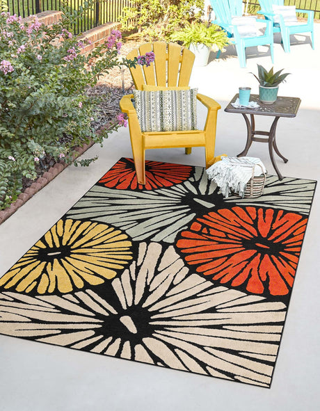 Multicolor 5' 1 x 7' 1 Outdoor Casablanca Rectangle Area Rug Weather Resistant for Patio, Deck, Terrace, Balcony, Porch Polypropylene Vivid Colorful Modern Carpet for Sale at Rug Engine