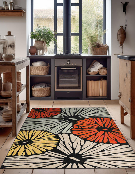 Multicolor 5' 1 x 7' 1 Outdoor Casablanca Rectangle Area Rug Weather Resistant for Patio, Deck, Terrace, Balcony, Porch Polypropylene Vivid Colorful Modern Carpet for Sale at Rug Engine
