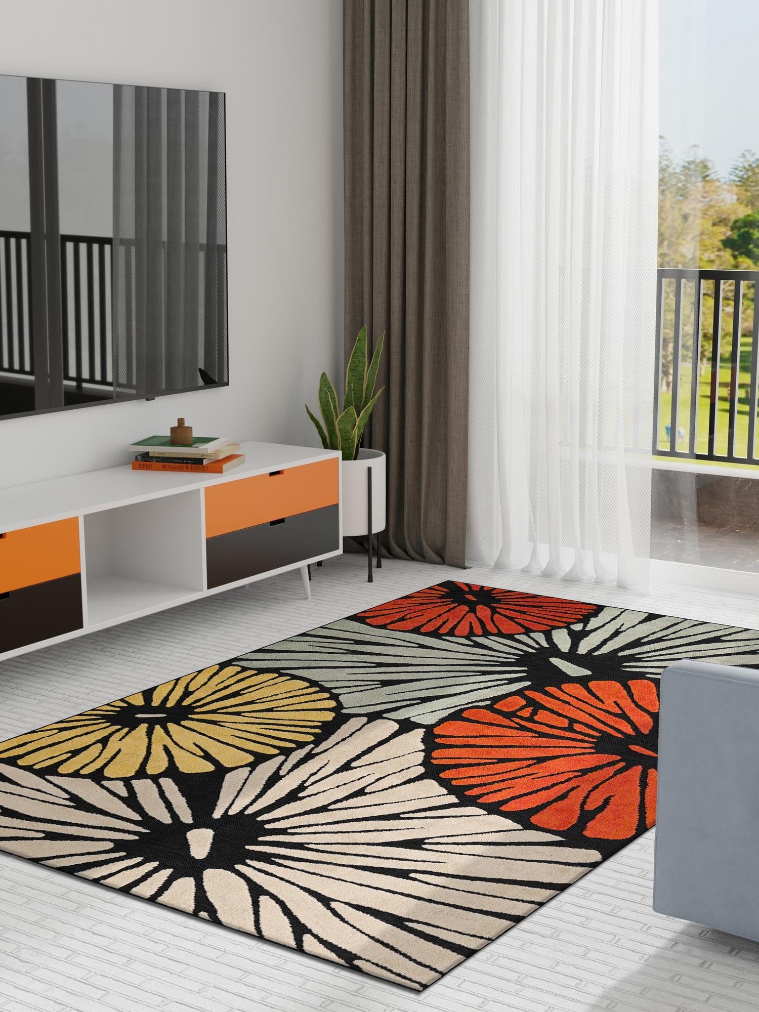 Multicolor 9' x 12' Outdoor Casablanca Rectangle Area Rug Weather Resistant for Patio, Deck, Terrace, Balcony, Porch Polypropylene Vivid Colorful Modern Carpet for Sale at Rug Engine