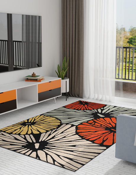 Multicolor 2' x 3' 1 Outdoor Casablanca Rectangle Area Rug Weather Resistant for Patio, Deck, Terrace, Balcony, Porch Polypropylene Vivid Colorful Modern Carpet for Sale at Rug Engine