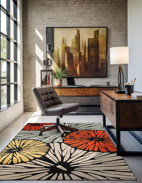 Multicolor 5' 3 x 8' Outdoor Casablanca Rectangle Area Rug Weather Resistant for Patio, Deck, Terrace, Balcony, Porch Polypropylene Vivid Colorful Modern Carpet for Sale at Rug Engine