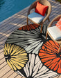 Multicolor 7' 10 x 7' 10 Outdoor Casablanca Round Area Rug Weather Resistant for Patio, Deck, Terrace, Balcony, Porch Polypropylene Vivid Colorful Modern Carpet for Sale at Rug Engine