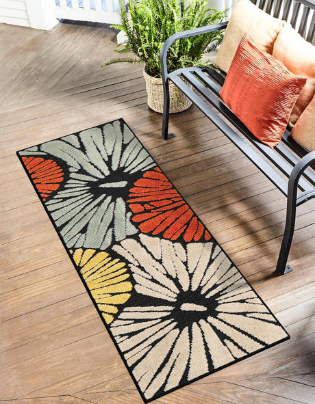 Multicolor 2' x 5' 1 Outdoor Casablanca Runner Area Rug Weather Resistant for Patio, Deck, Terrace, Balcony, Porch Polypropylene Vivid Colorful Modern Carpet for Sale at Rug Engine
