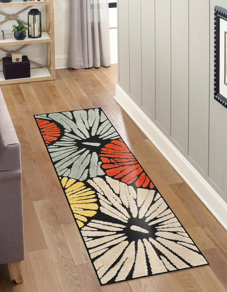 Multicolor 2' x 5' 1 Outdoor Casablanca Runner Area Rug Weather Resistant for Patio, Deck, Terrace, Balcony, Porch Polypropylene Vivid Colorful Modern Carpet for Sale at Rug Engine