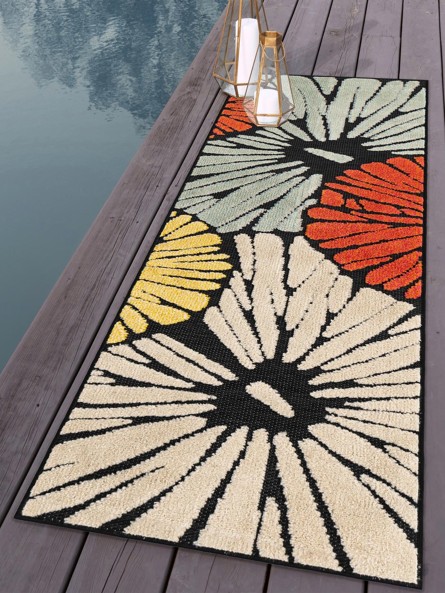 Multicolor 2' 7 x 10' Outdoor Casablanca Runner Area Rug Weather Resistant for Patio, Deck, Terrace, Balcony, Porch Polypropylene Vivid Colorful Modern Carpet for Sale at Rug Engine